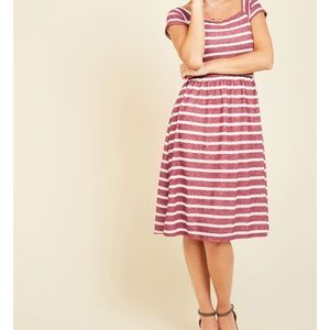 Burgundy & White Striped Dress